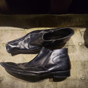 Men's size 9.5 black leather dress boots shoes